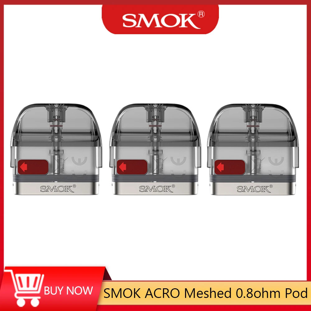 

3pcs/box Pre-order SMOK ACRO Meshed 0.8ohm Pod 2ML Cartridge Vaporizer Fit for SMOK ACRO Kit Electronic Cigarette Vape Pod