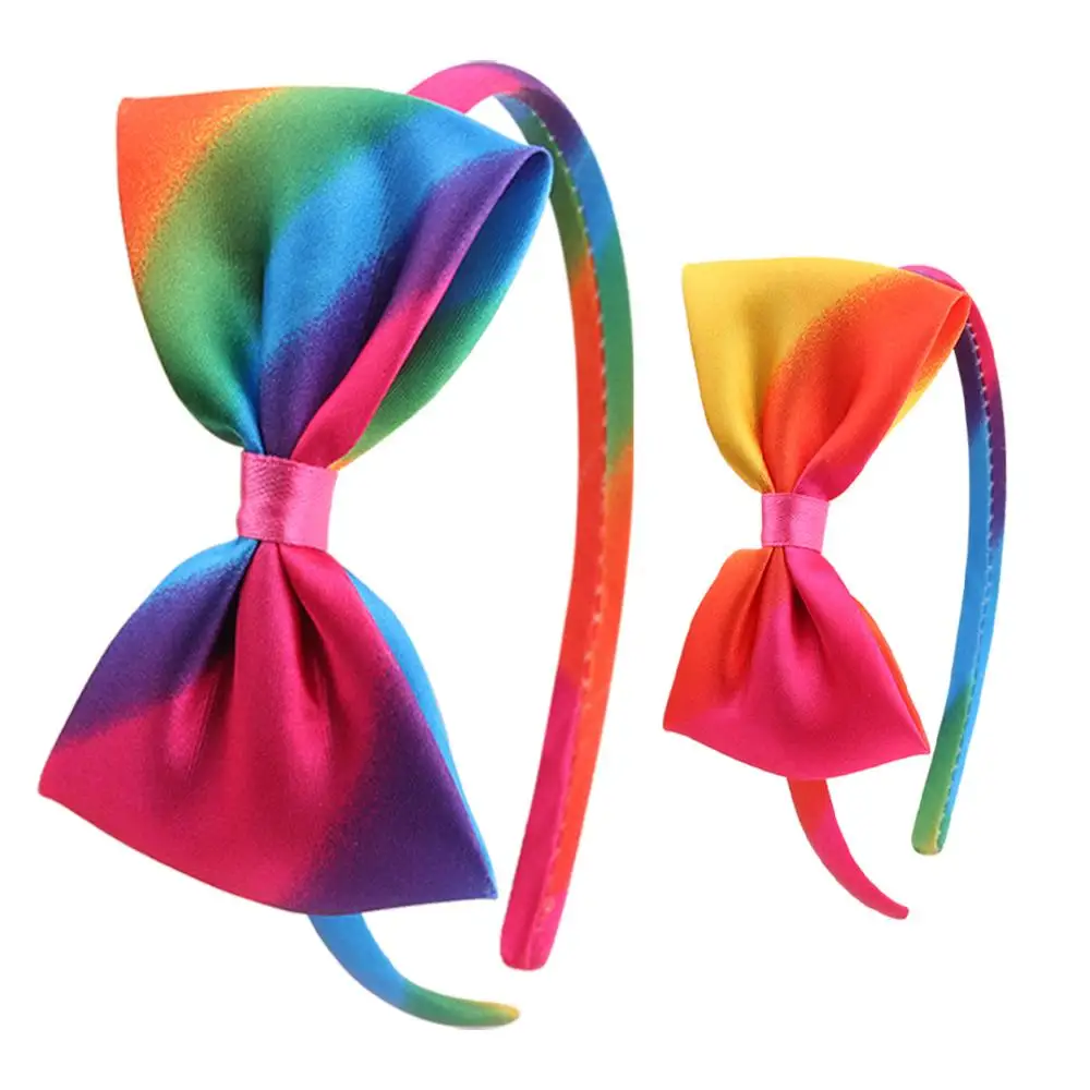 

10pcs Satin Rainbow Bow Hairbands for Girl Kids Hair Accessories Headdress DIY Headband Colorful boho Headwear