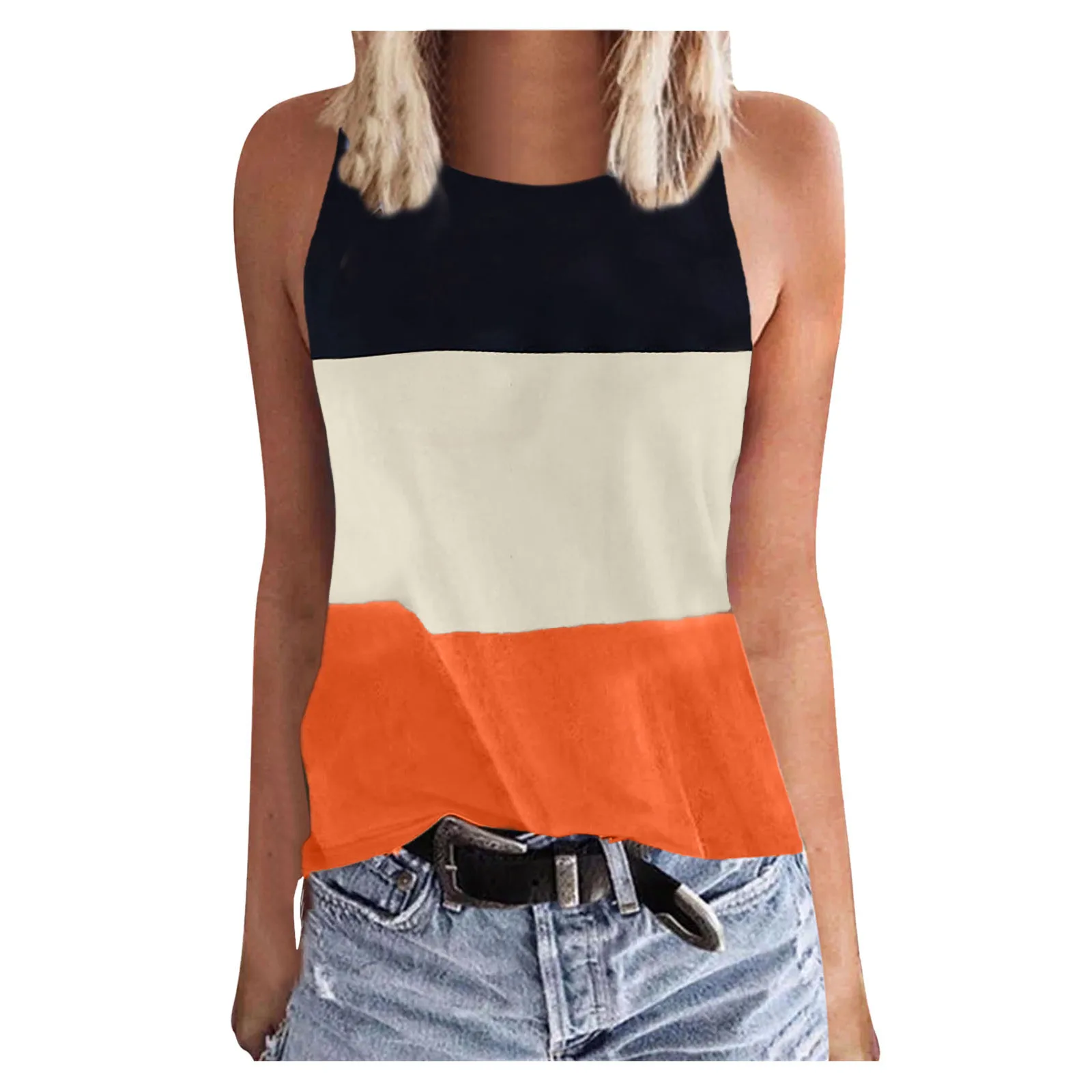 

Womens Harajuku Tanks Korean Vest Clothing Print O-neck Tank Tops Sleeveless Workout Shirts Casual Loose Tees camisetas de mujer