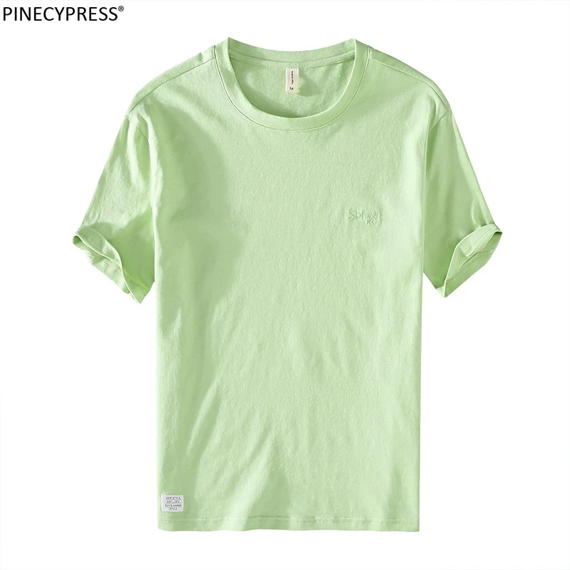 

30% Linen 70% Cotton Breathable Anti-pilling Quality Summer Embroidery Man Tshirt Male T-shirt Casual Short Sleeve Men T Shirt