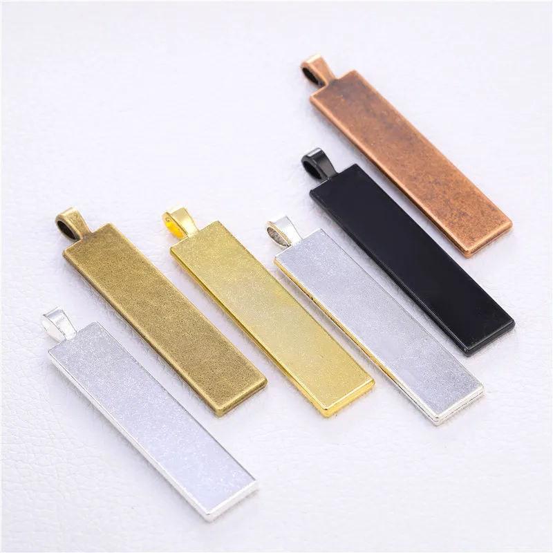 

100Pcs/set 10x50mm Rectangle Pendant Base Settings Glass Cabochon Cameo for DIY Necklace Jewelry Making