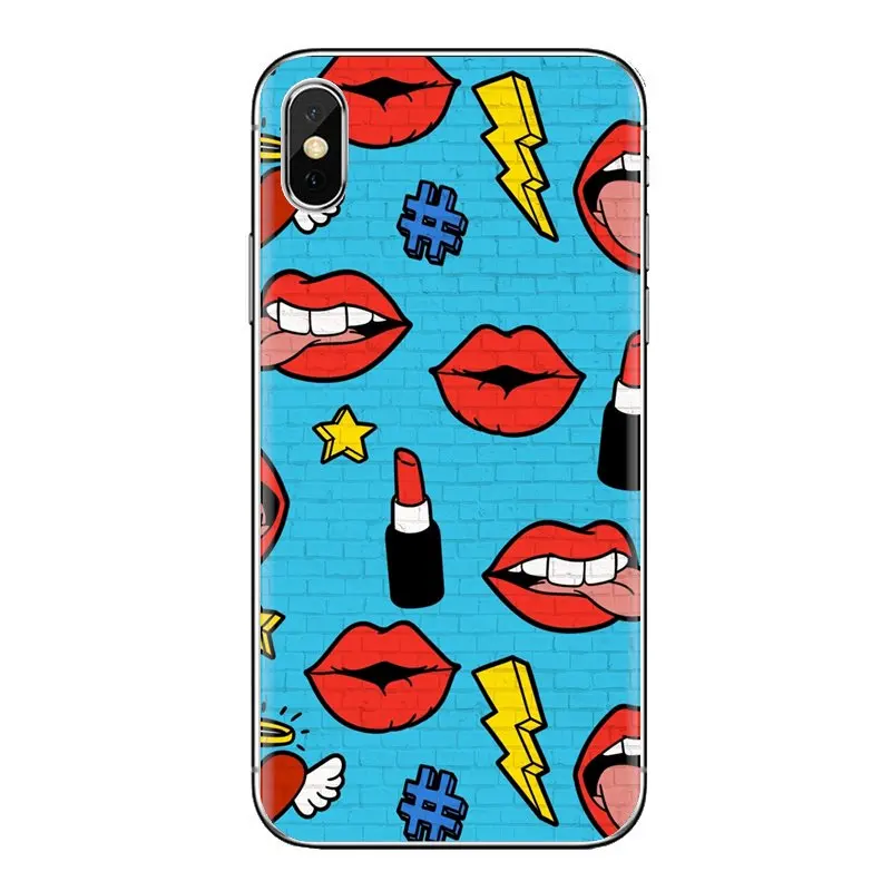 pink sexy lipstick For Samsung Galaxy J1 J2 J3 J4 J5 J6 J7 J8 Plus 2018 Prime 2015 2016 2017 Transparent Soft Cases Covers |