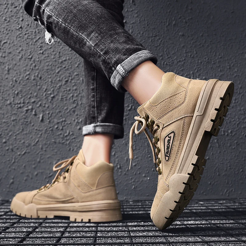 Leather Boots Men Ankle Shoes Official Zapatillas Hombre Casual Jeans Waterproof Outdoor Martin Botas |