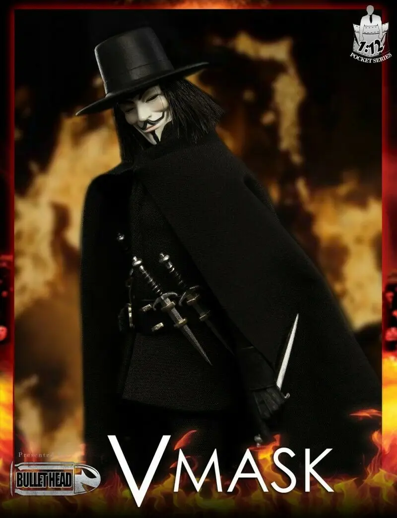 Коллекция 1/12, цилиндрическая голова BH004 1/12 VMASK V для вендетты, Мужская фигурка, набор, экшн-фигурка, модель, игрушка, подарок для фанатов