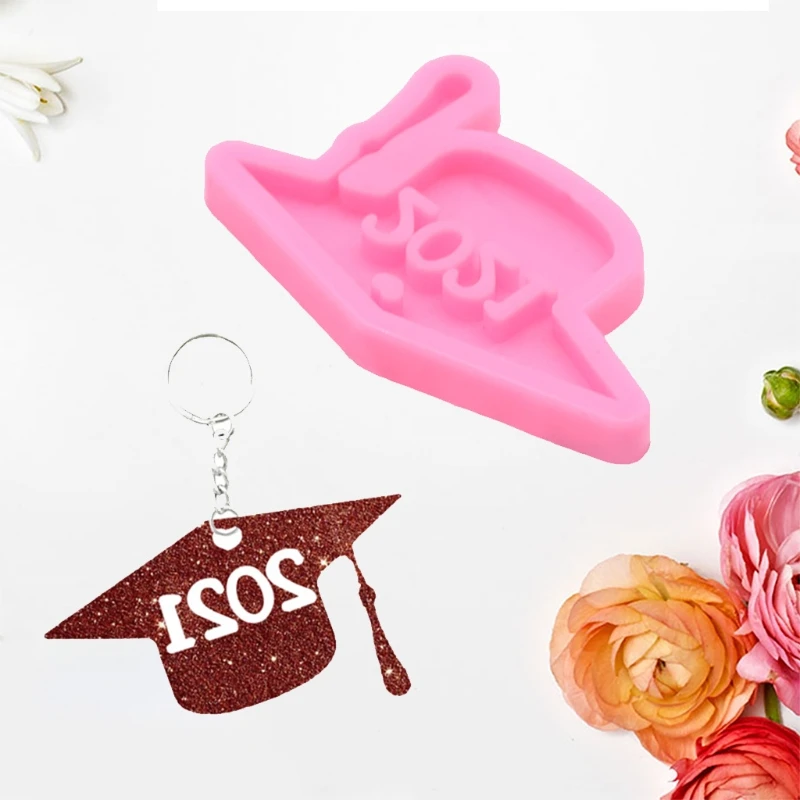 

2021 Graduation Bachelor Cap Keychain Epoxy Resin Mold Key Chain Silicone Mould