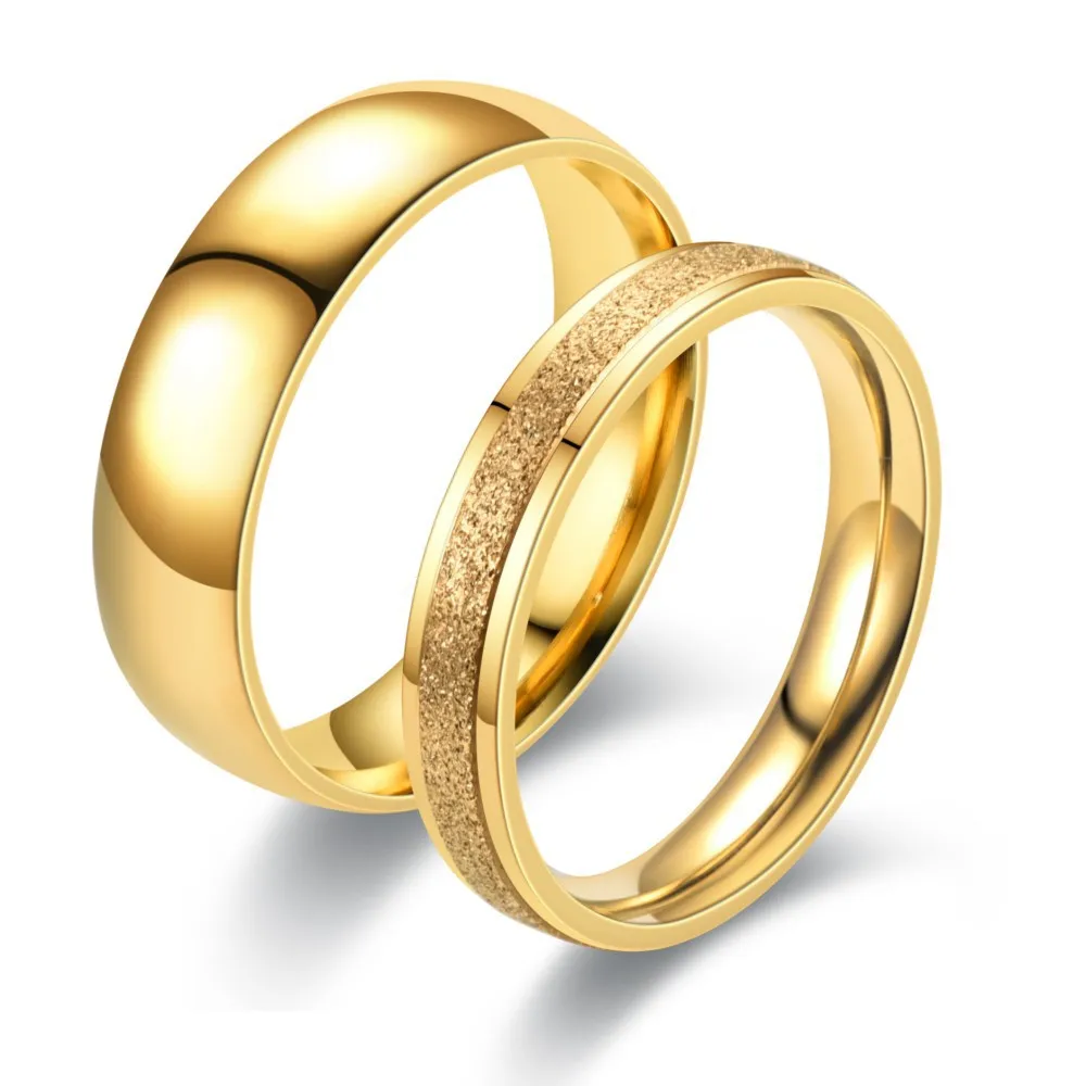 

New Creative Titanium Steel Embossed Craft Ring Stainless Steel Gold-plated Exquisite Jewelry Men And Women Couple Rings