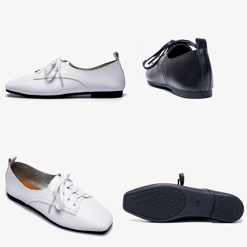 

2018 New Women's Shoes Casual Derby Brogue Shoes Woman Ballet Flats Microfiber Leather Ladies Lace-up Square Toe Best Sellers