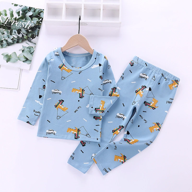 Girls Pajamas 2021 Autumn Winter Long Sleeve Childrens Sleepwear Set Silk Pajamas Suit Boys Pyjamas Sets for Kids Tracksuit Set