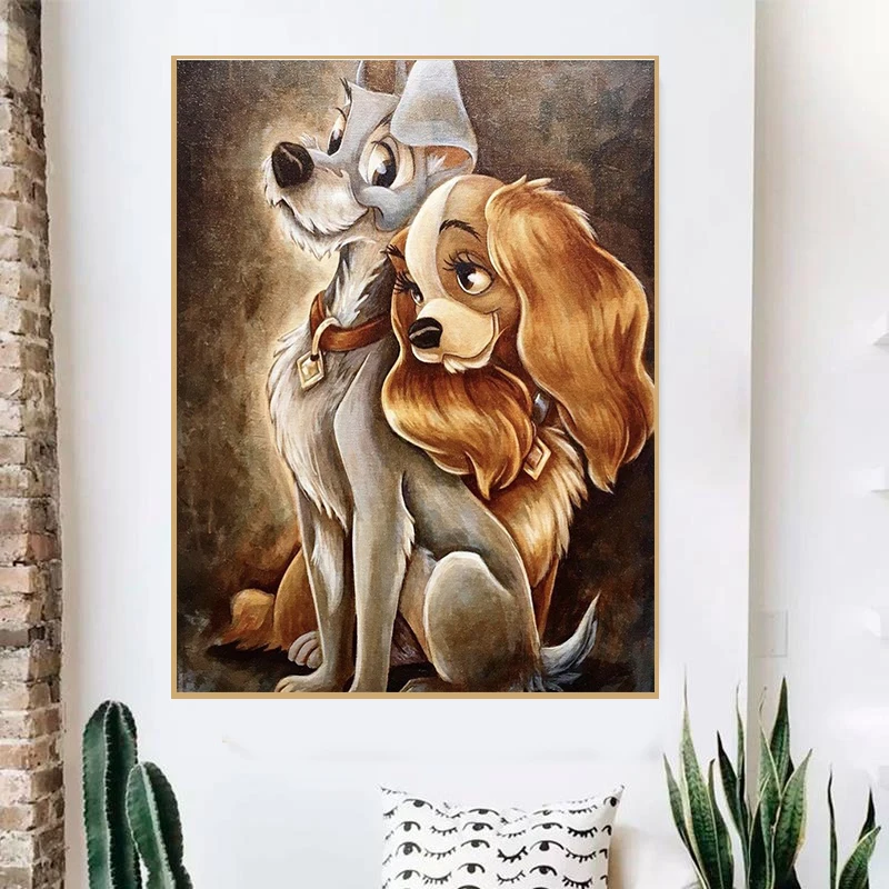 Алмазная 5D картина мультяшная собака полноразмерная/круглая вышивка мозаика