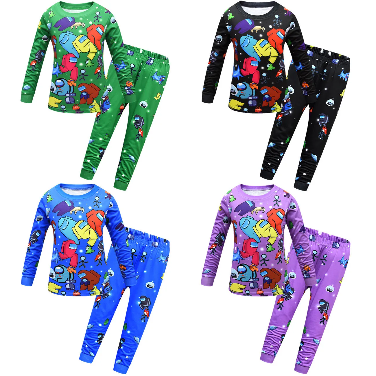 Розничная продажа футболка с длинным рукавом + штаны игра кальмар детские пижамы