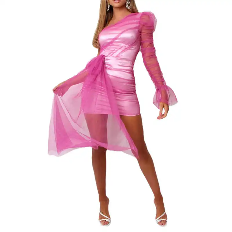 Одно плечо пикантные Клубные вечерние облегающее платье Slim Fit сезон: весна–лето