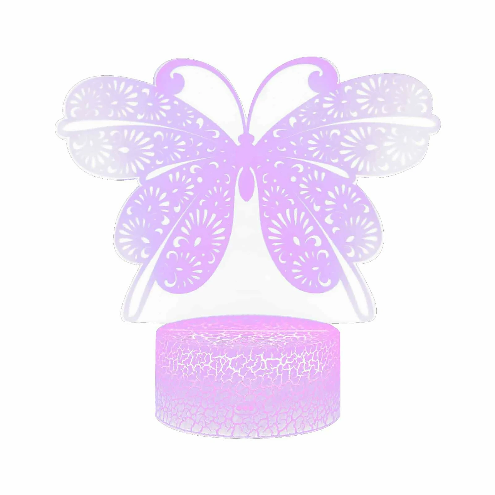 

Bedside Remote Control Illusion Color Changing Butterfly With Crack Base 3D LED Night Light Decorative Gift Children Birthday