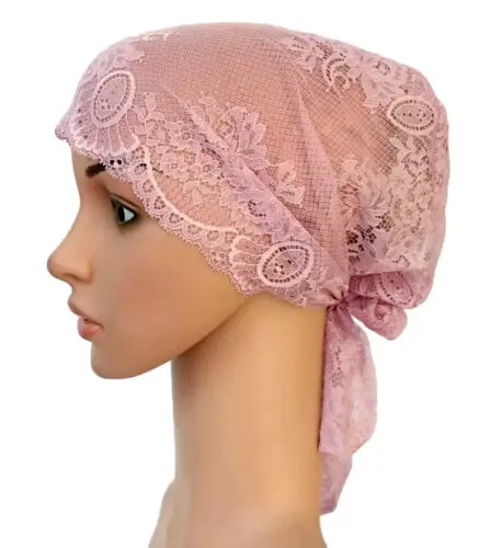 43 Purple Flower Women Muslim Inner Cap Lace Head Wrap Cover Scarf Islamic Headwear Bonnet Hat Skullies Beanies Hair Loss Fashion - Цвет: 43 Purple