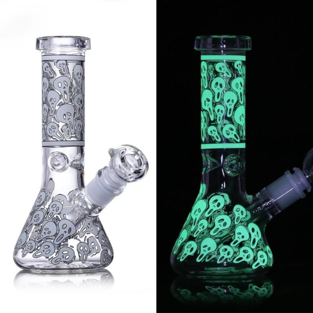

Glow in the Dark 8 inch Scary Skull Glass Oil Lamp for Home Decor