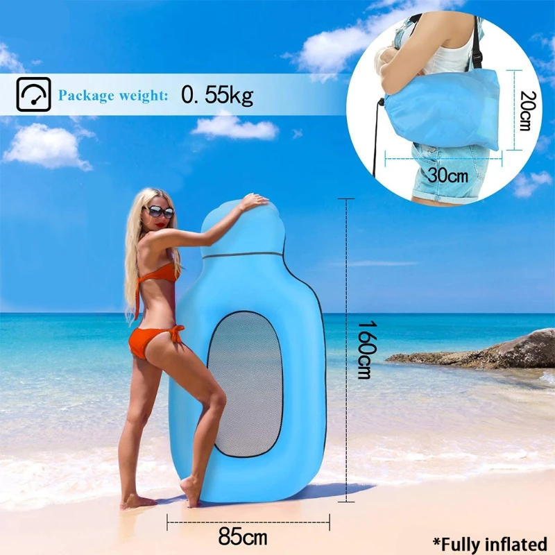 

Water Inflatable Hammock Multi-Purpose Pool Hammock (Lounge Chair, Hammock, Drifter) Portable Water Hammock, Light Blue