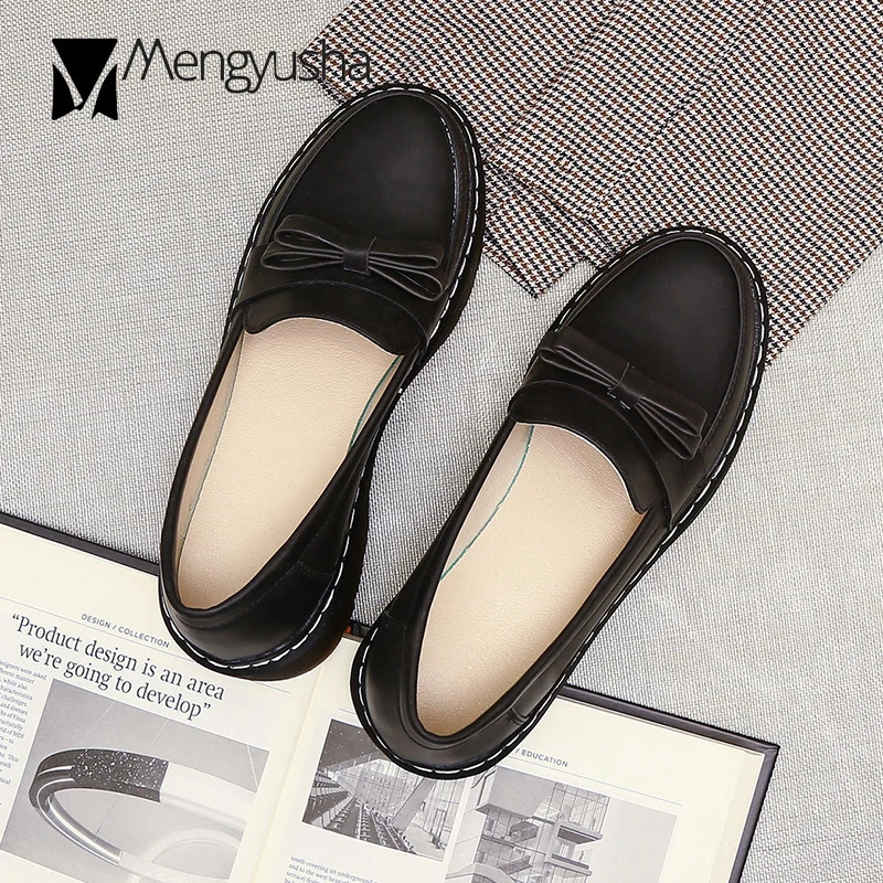 Туфли-оксфорды женские в стиле ретро с круглым носком без застежки Мокасины