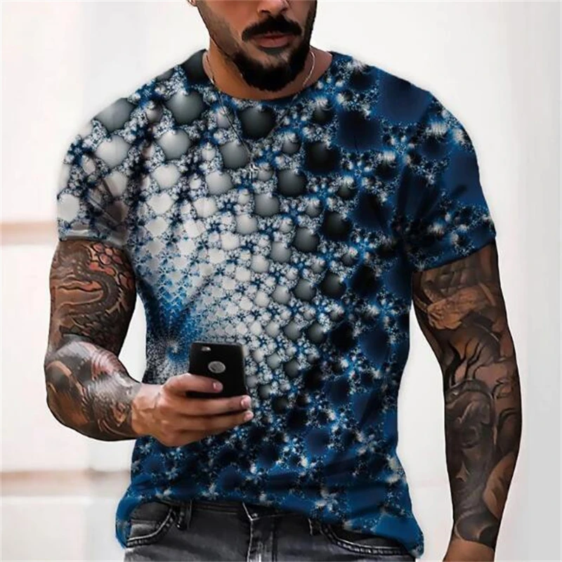 

Summer new fashion 3D printing blue white gradient top streetwear men's T-shirt casual plus size men's T-shirt clothing