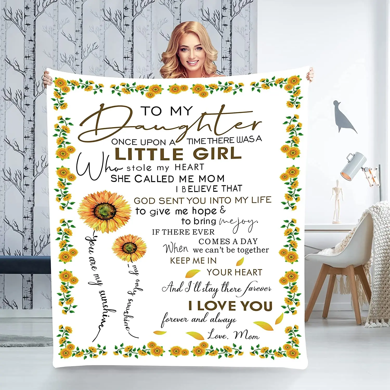 

Throw Blanket - to my daughter blanket Fleece Throw Blanket,Super Soft Ultra-Soft Micro Fleece Blanket for Bedroom SOFE Couch