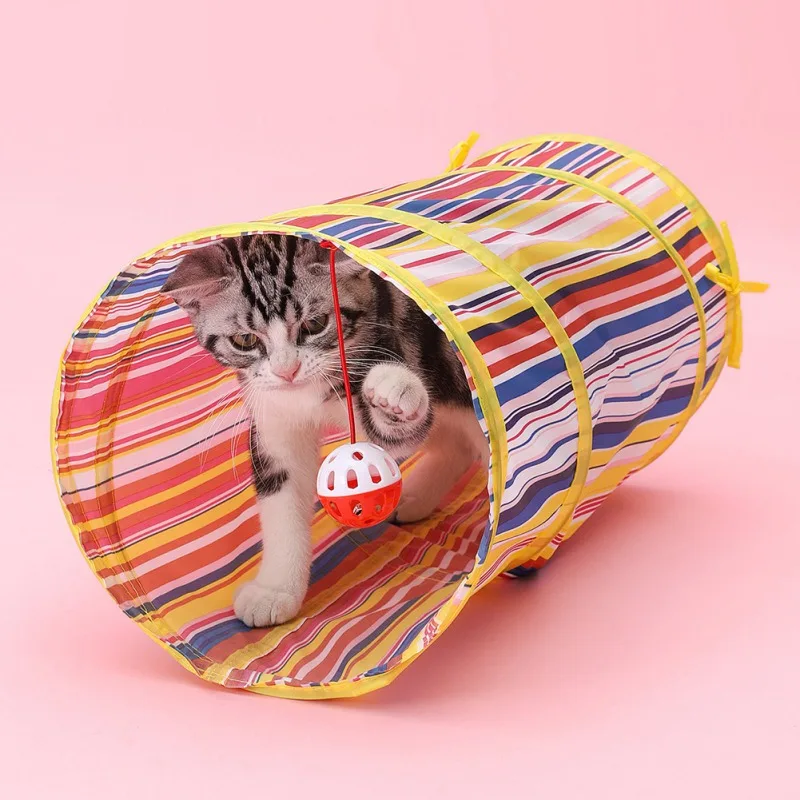 

Туннели для кошек, забавная игрушка для домашних животных с 2 отверстиями, Складные Игрушки для котят, хорьков, кроликов, щенков, собак, тунне...