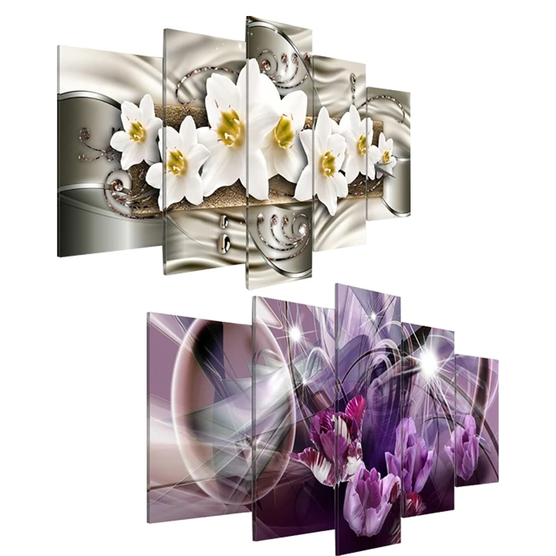 2 шт. в наборе 5 панелей 5D Diy Полная квадратная алмазная живопись &quotЦветы&quot