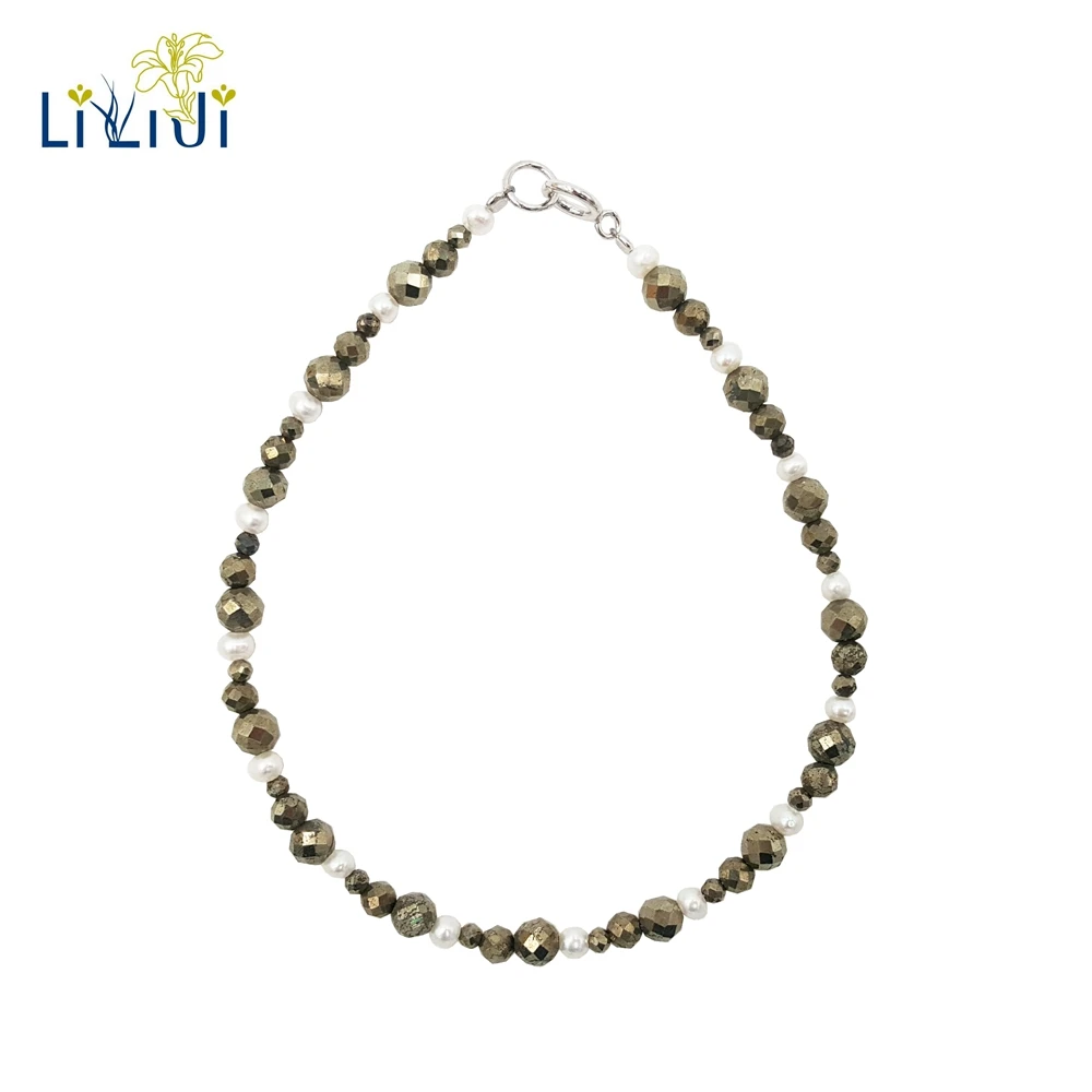 Браслет женский из серебра 925 пробы с натуральным пресноводным жемчугом|Гибкие и