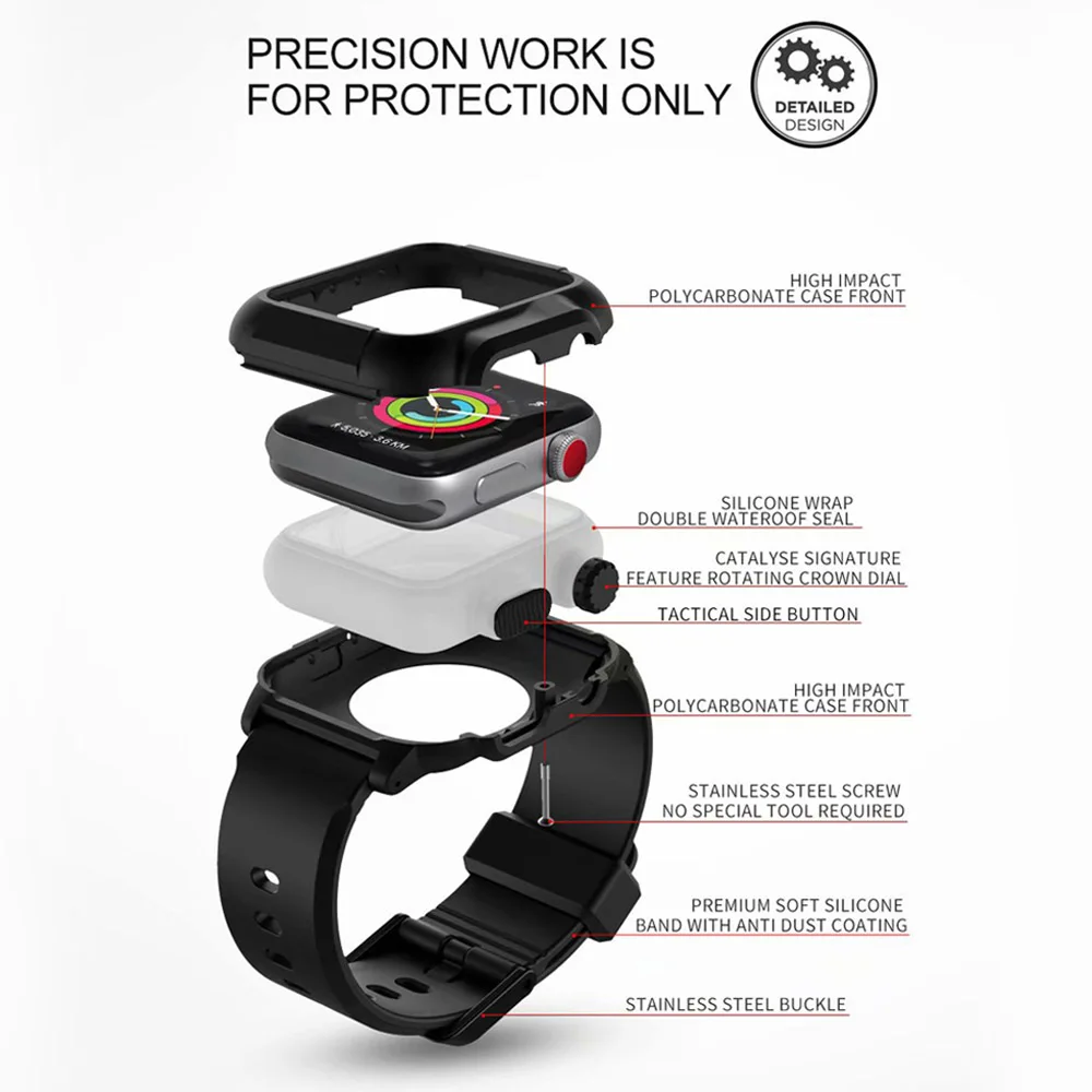 Силиконовый светящийся водонепроницаемый чехол + ремешок для Apple Watch 2/3 iWatch band 42 мм