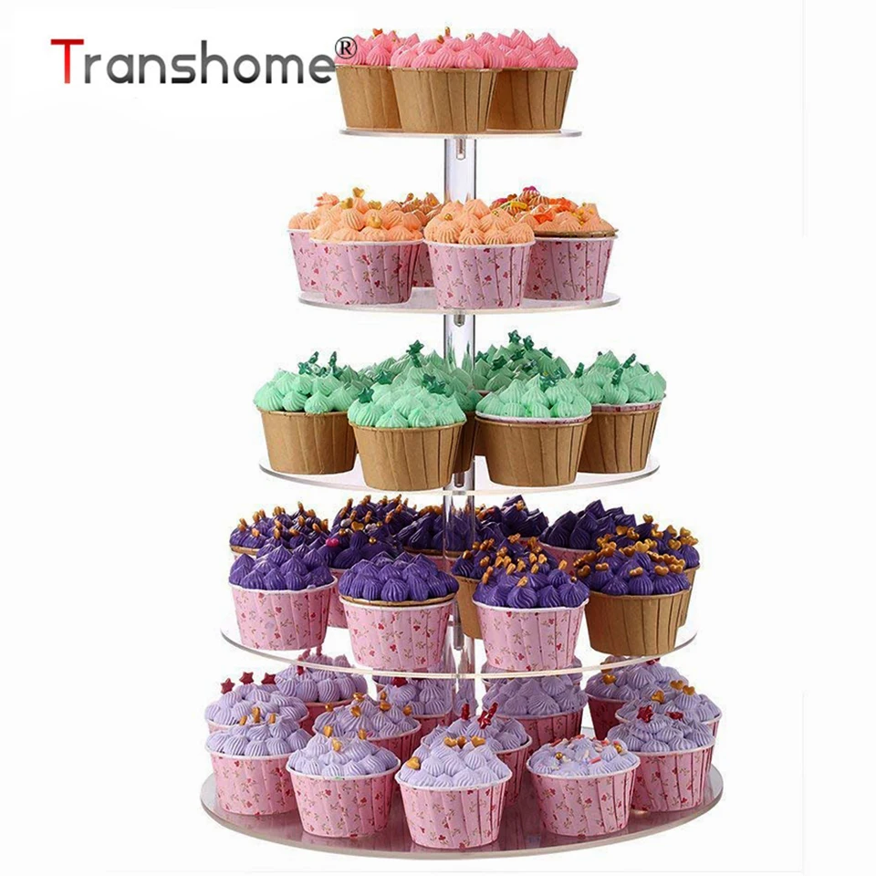 Прозрачная Съемная акриловая подставка Transhome Cupake для торта круглая кексов