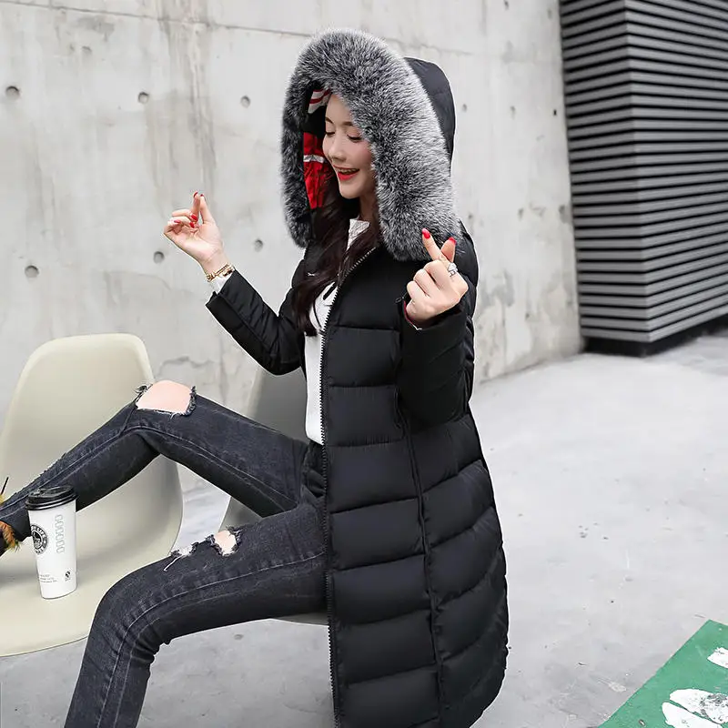 

Plus Size 3XL New Women Winter Coat Long Slim Thicken Warm Jacket Down Cotton Padded Jacket Outerwear Winter Woman Parkas Q2898