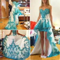 new ball gown sweetheart sleeveless prom party gown above knee mini sweep train applique satin evening dresses custom