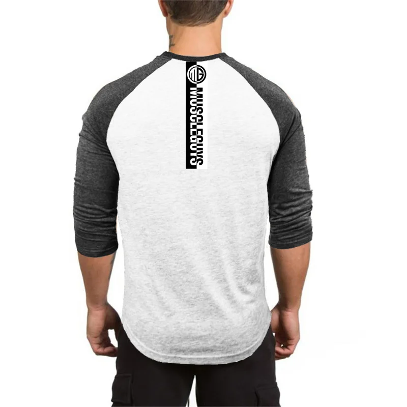 

Mens Brand Casual Sporting Clothing Print T-Shirt Autumn Pullover O-Neck Pull Homme Top Comfortable Slim Fit 3/4 Sleeve TShirt