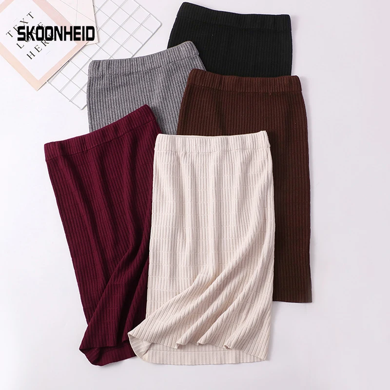 SINGRAIN женские полосатые вязаные юбки теплый свитер плотные одноцветные Осенние