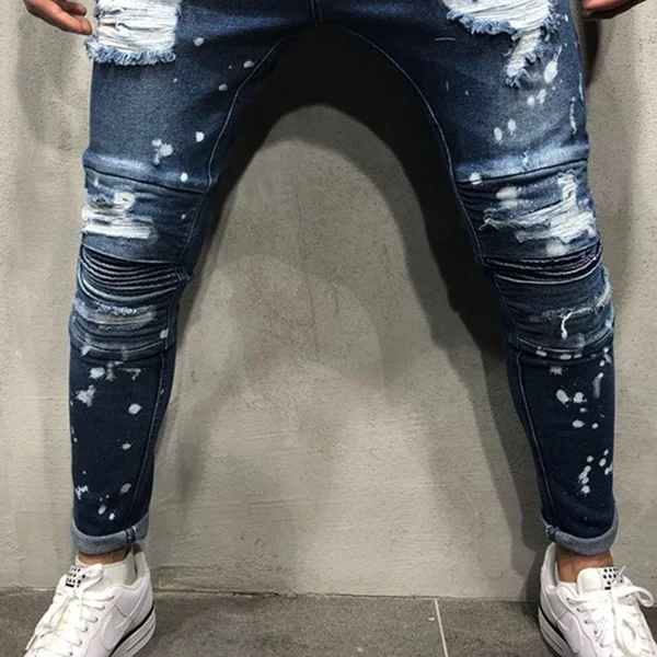 

NEW Jeans For Men 2020 Gradient Color Ripped Jeans Men Casual Slim Fit Mens Skinny Jeans Motor Biker Hip Hop Zipper Deni