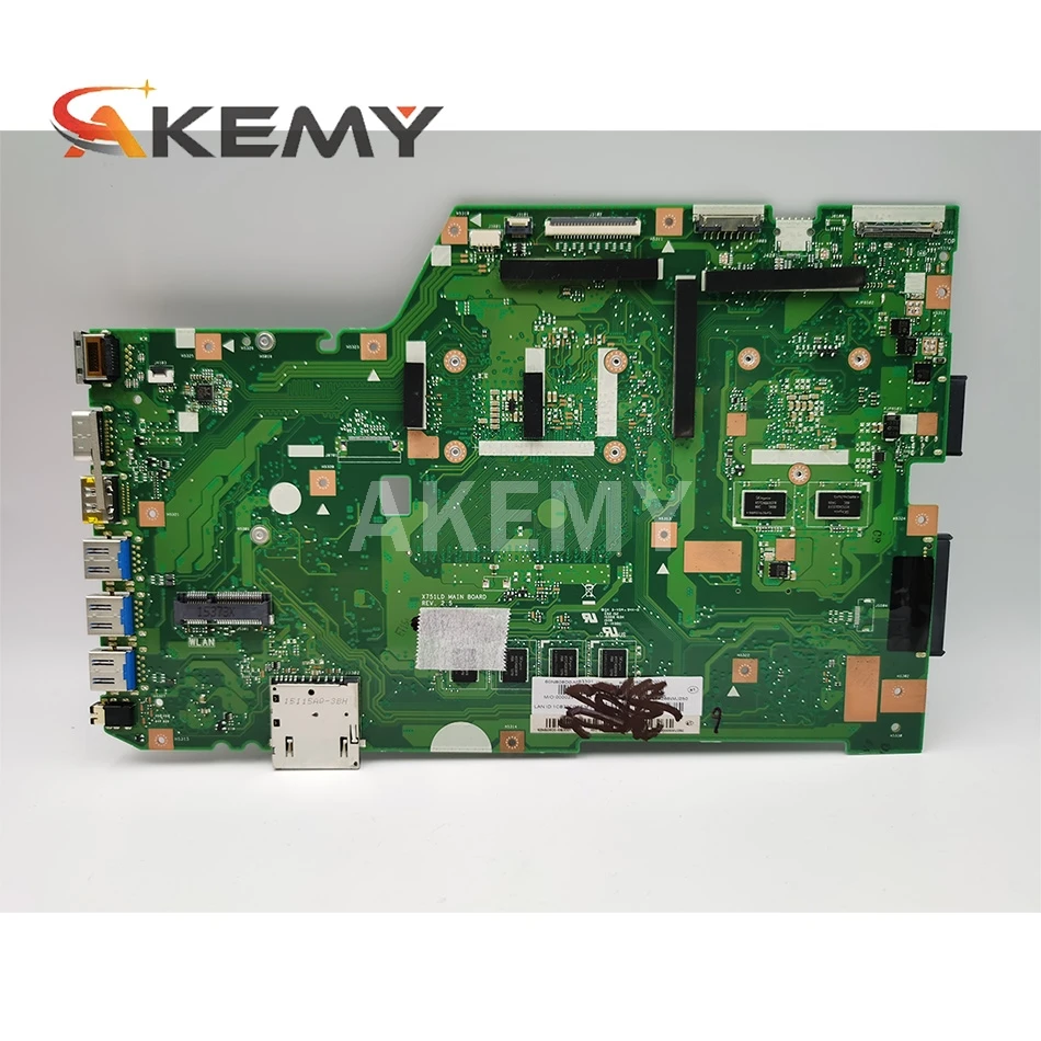 

X751LJ Mainboard For ASUS X751LJ X751LB A751L X751L Laptop motherboard I5-5200U 4GB-RAM GT920M/GT940M GPU