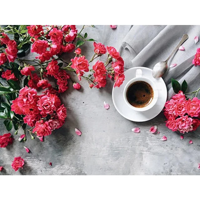 

Diamond Painting Diy 5D European Style Acrylic Material Concentrated Delicious Coffee Pattern Round Diamond Square Diamond