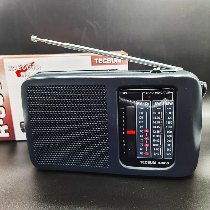 100% бренд Tecsun R-303D радио FM/SW/MW/TV звук приемник со встроенным динамиком портативное |
