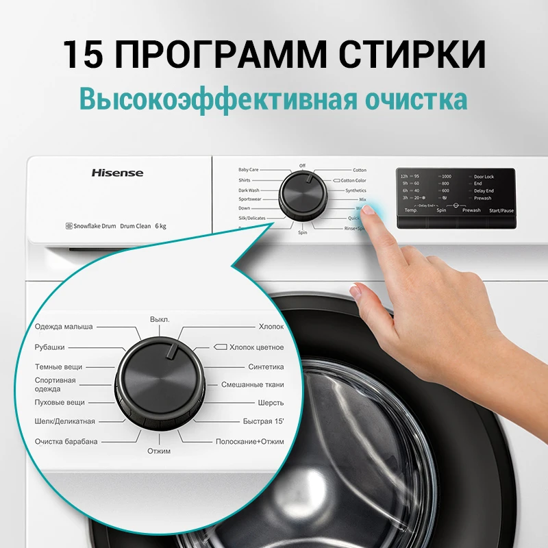 Стиральная машина Hisense WFVC6010 фронтальная загрузка объем до 6кг 1000 об/мин