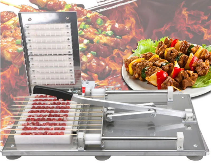 Ручной Satay аппарат для насаживания мяса на шампуры/барбекю из нержавеющей стали Satay стяжка бамбуковый металлический шпагат