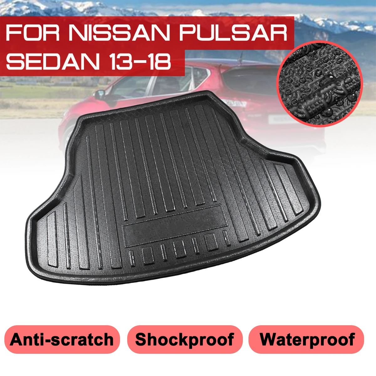 

Коврик для багажника автомобиля, коврик для багажника Nissan Pulsar Sedan 2013-2018, водонепроницаемые напольные коврики, коврик для защиты от грязи, под...