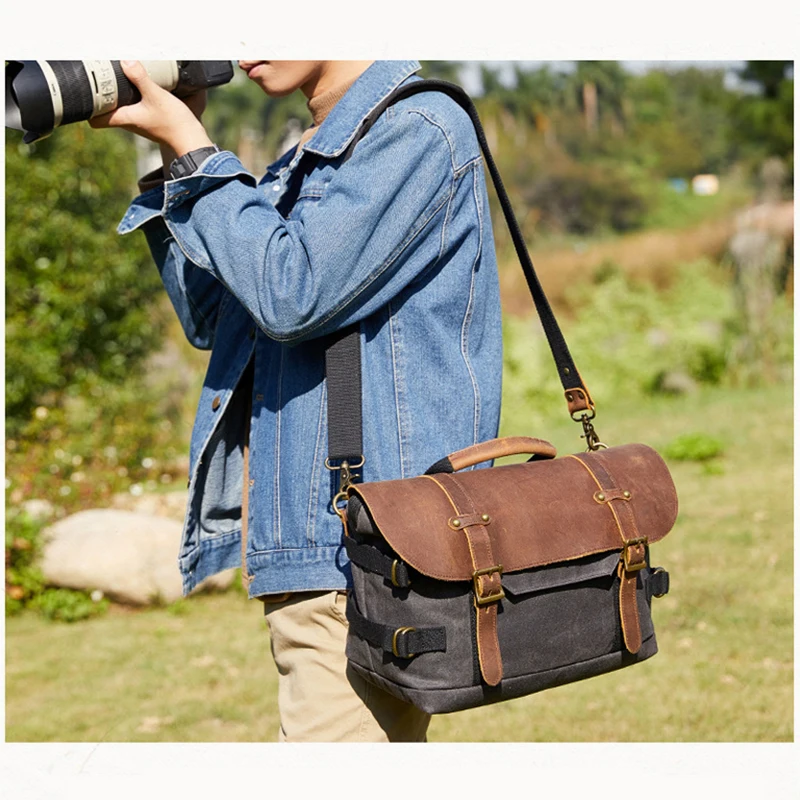 Ретро Холст сумка для камеры фотография DSLR кожаный пакет цифровые винтажные