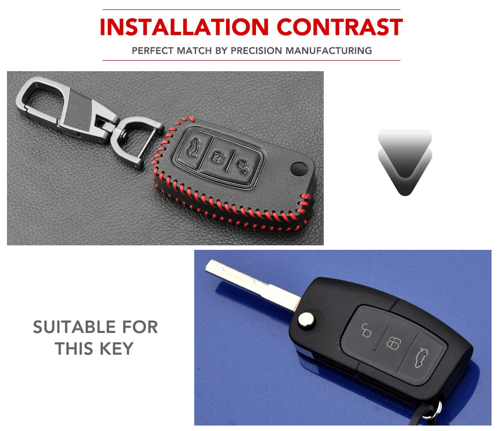 Genuine Leather Key Remote Cover Case Protect For Ford Fiesta Focus 2 Ecosport Kuga Escape 3 Buttons Car Flip Accessaries | Автомобили и