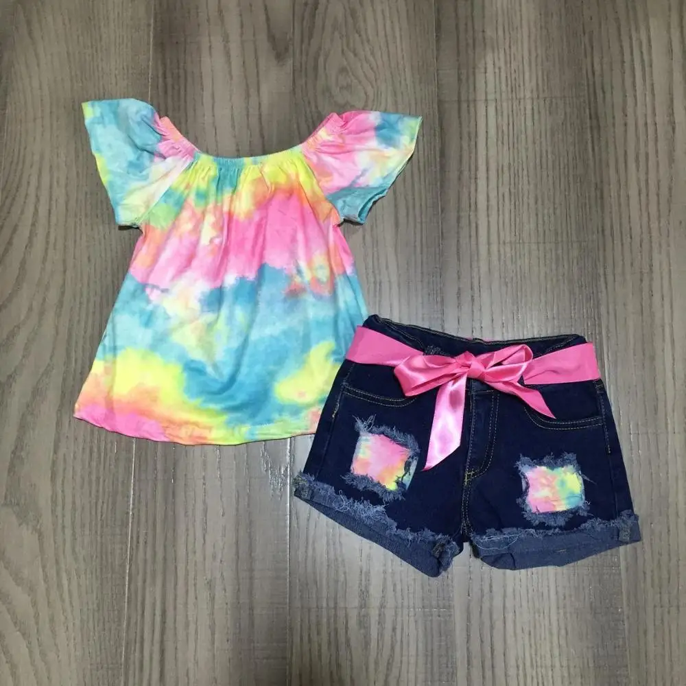 Новое поступление летние рваные джинсы для маленьких девочек яркие шорты с