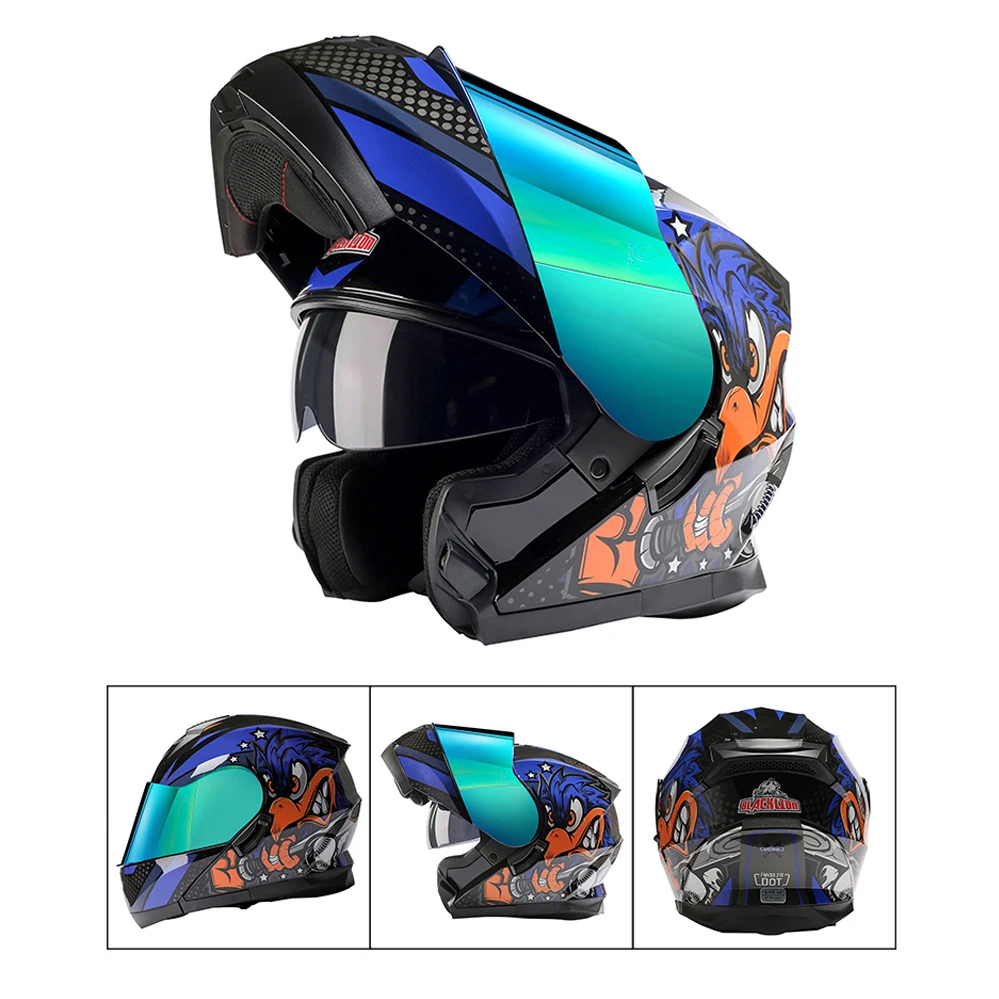 DOT ECE Approved From Italy BlackLion Modular Motorcycle Full Face Helmet Man Women Motocross Racing Flip Up Casco Moto Capacete