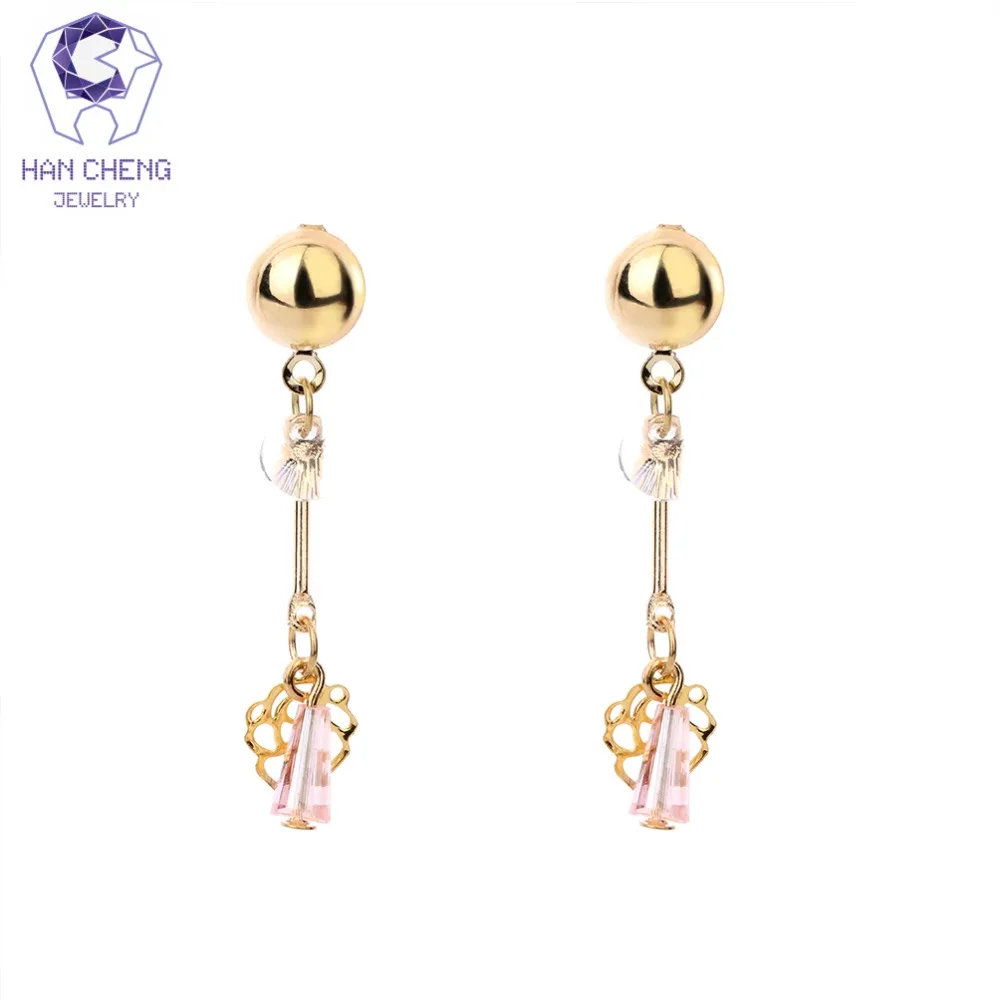 Новые модные висячие серьги HanCheng с золотым цветком подвесками бусинами и