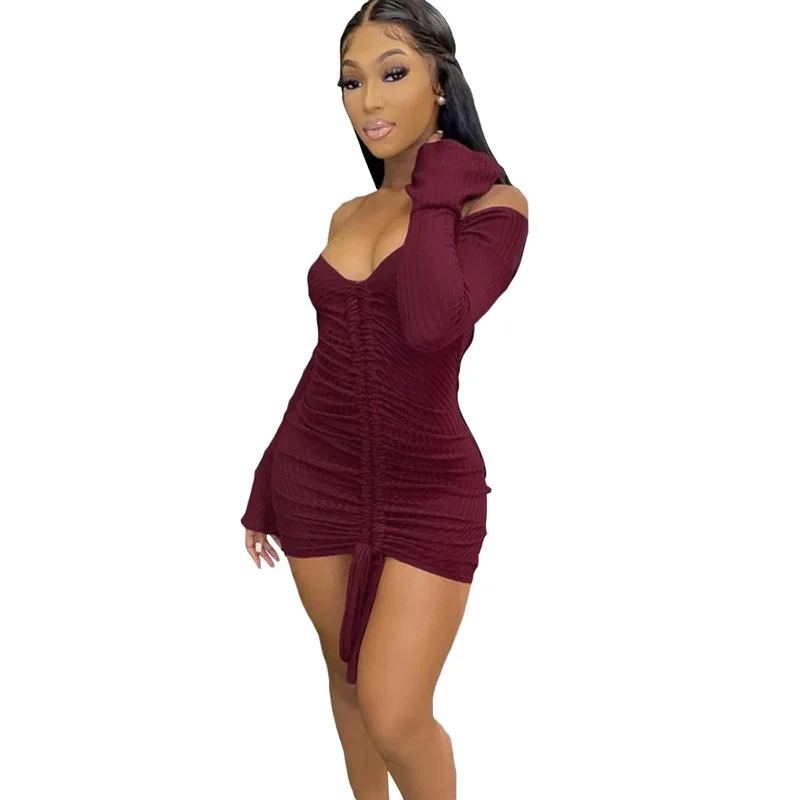 

one piece corset knit elegant ribbed long sleeve short party night off the shoulder women jumpsuits