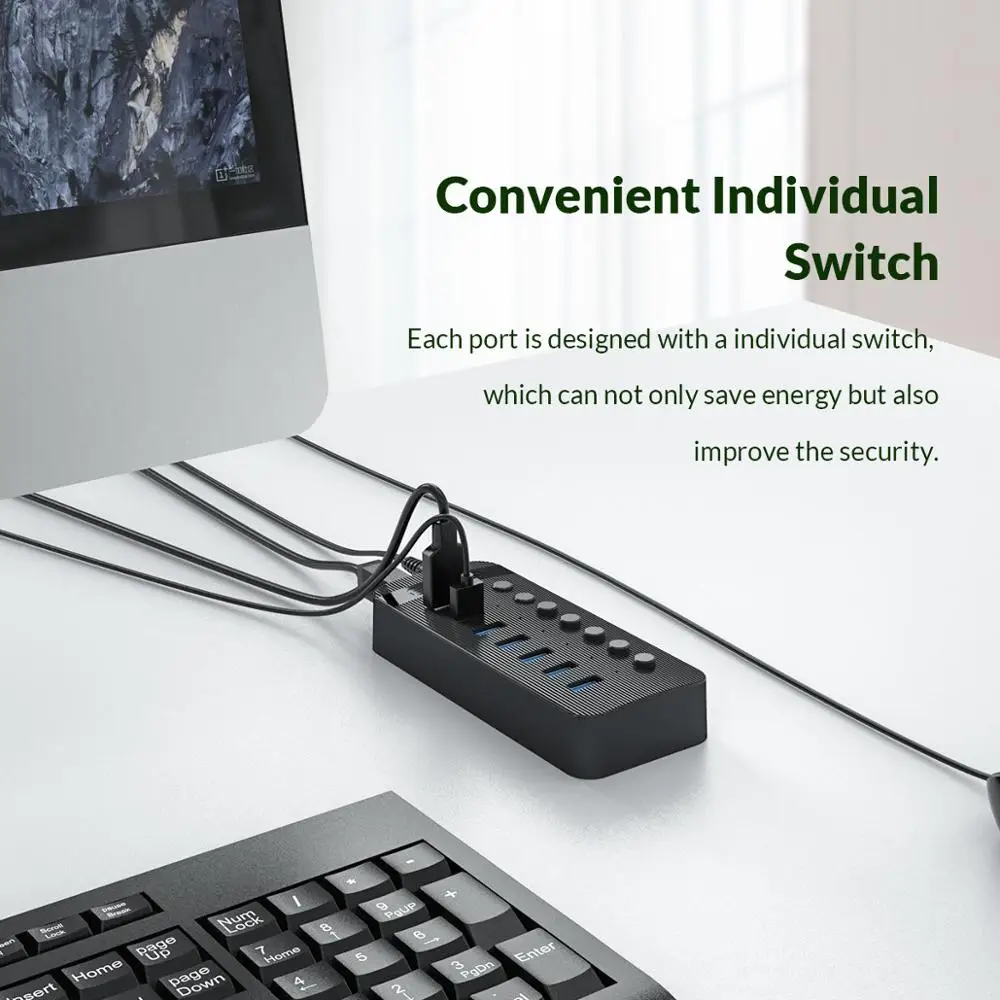 ORICO промышленный USB 3 0 концентратор 7/10/13/16 ABS OTG разветвитель ВКЛ/ВЫКЛ