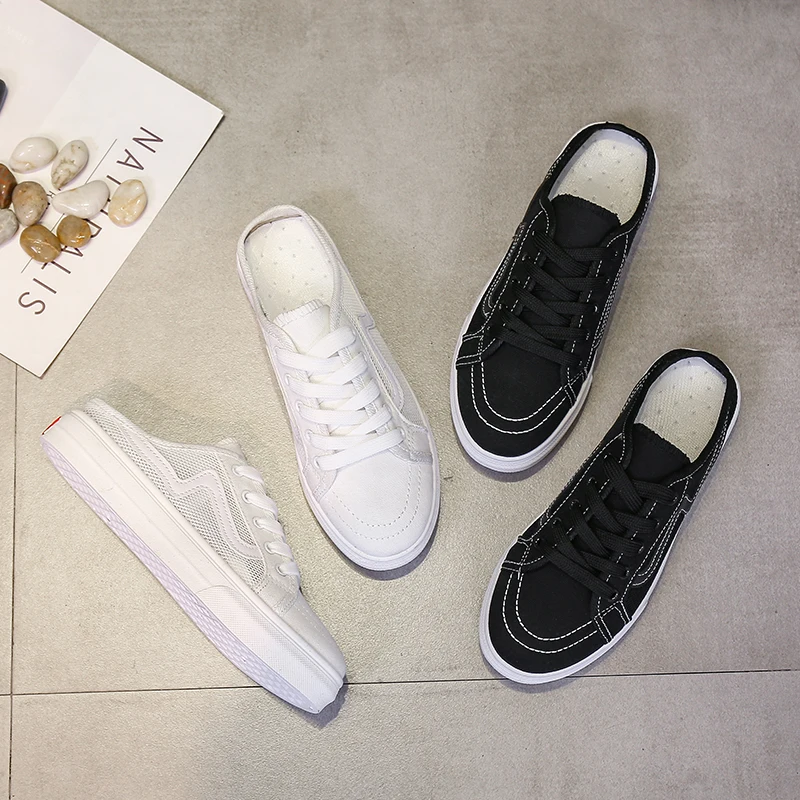 Кеды женские с открытой спиной повседневные кроссовки на плоской подошве