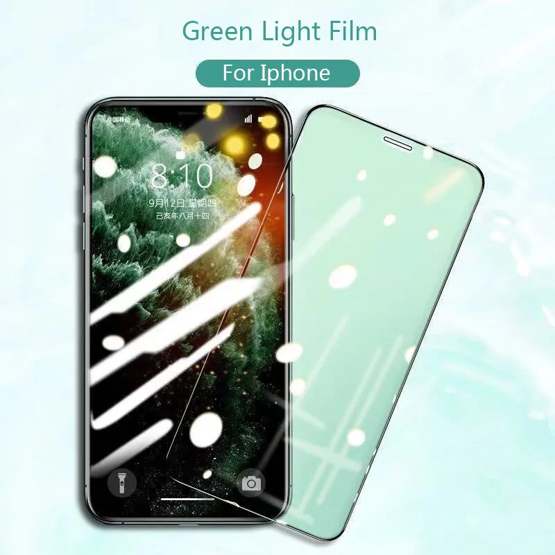 

2 шт., защитный экран, зеленый, для 11 Pro Max X XS Max XR 7 8 Plus