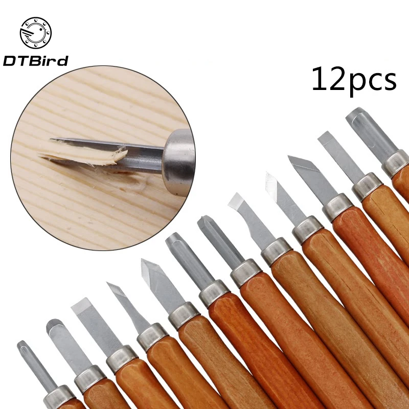12 шт., резьба по дереву, узкий скребок для основных работ по дереву, DIY инструменты и детальные ручные инструменты, имитация красного дерева с коробкой