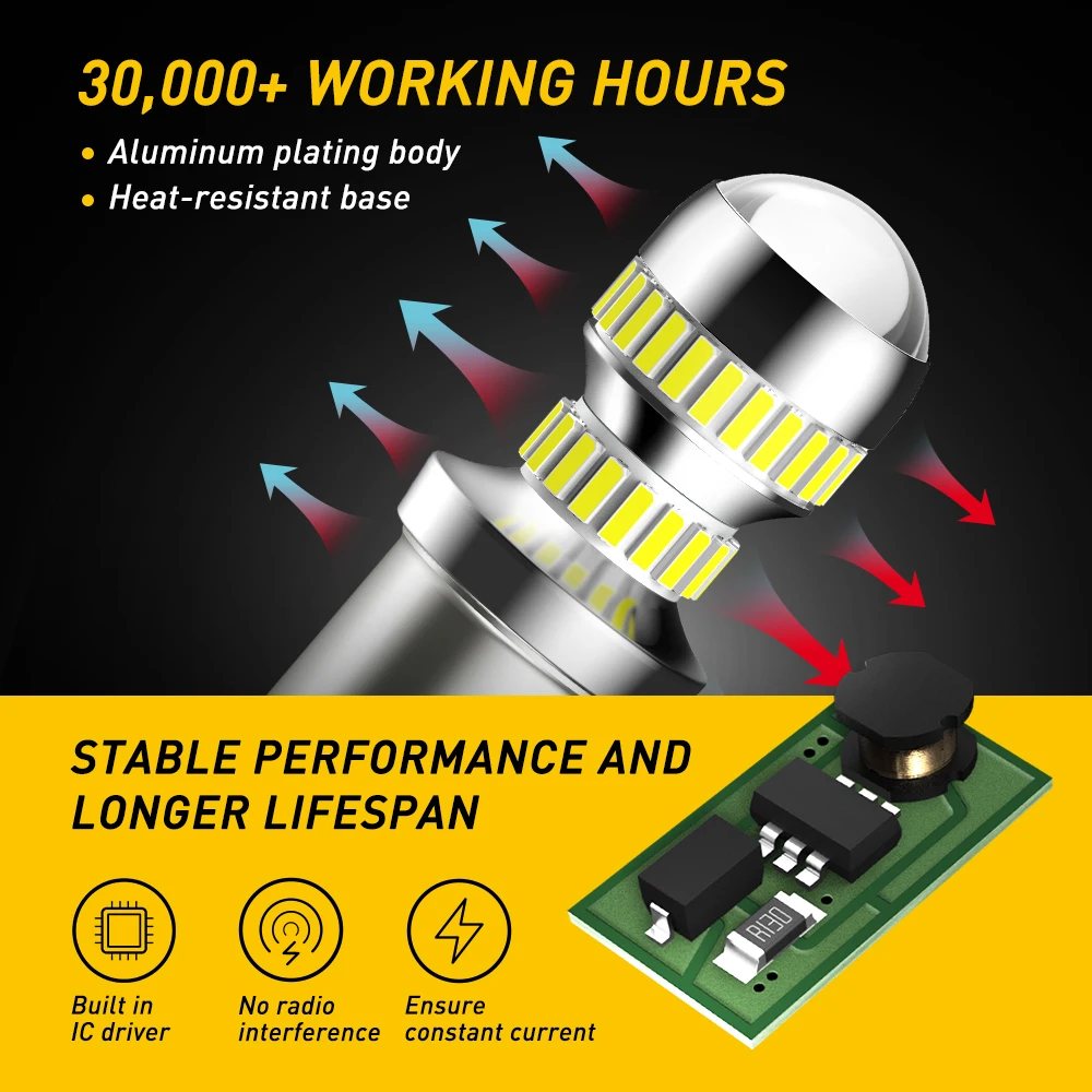 

AUXITO 2X 6000K White 1156 P21W Led Car Light T15 W16W 912 921 Reverse Backup Light 54pcs 4014 SMD 7506 BA15S Backup Lamp