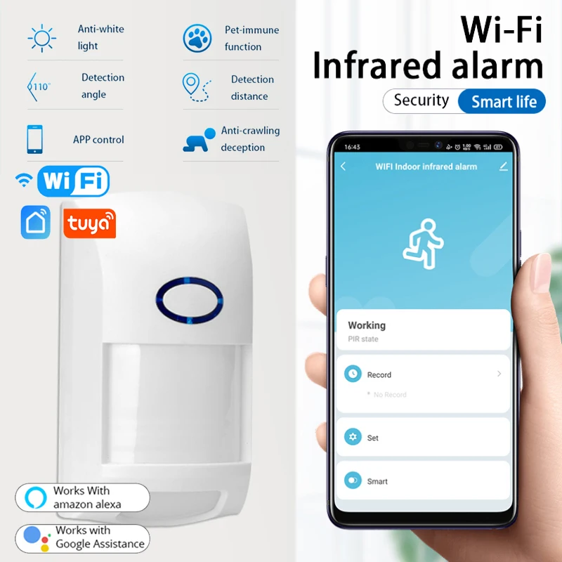 

Smart Wifi PIR Motion Sensor Tuya Smart Life Infrared Human Body Alarm Smart Home Human Body Sensor Work With Google Home Alexa